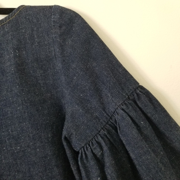{4} SUNO Denim Trumpet Bell Flared Sleeve Top Gilt Group - Picture 5 of 8